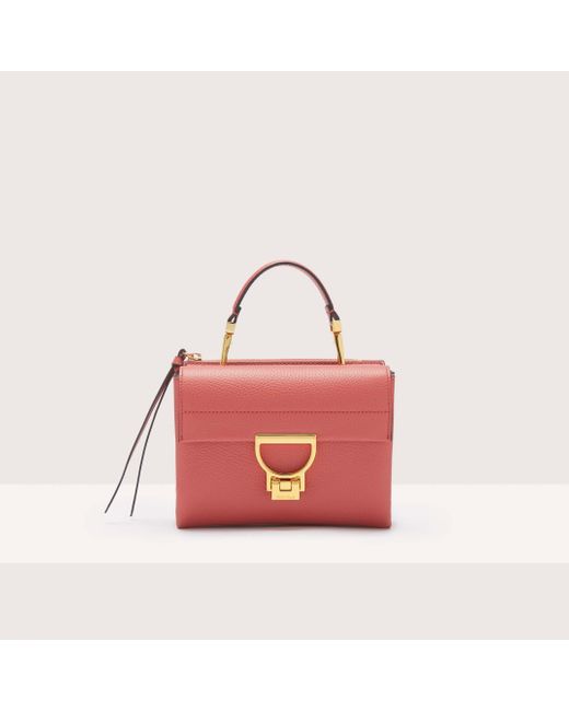 Coccinelle Pink Grained Leather Handbag Arlettis Small