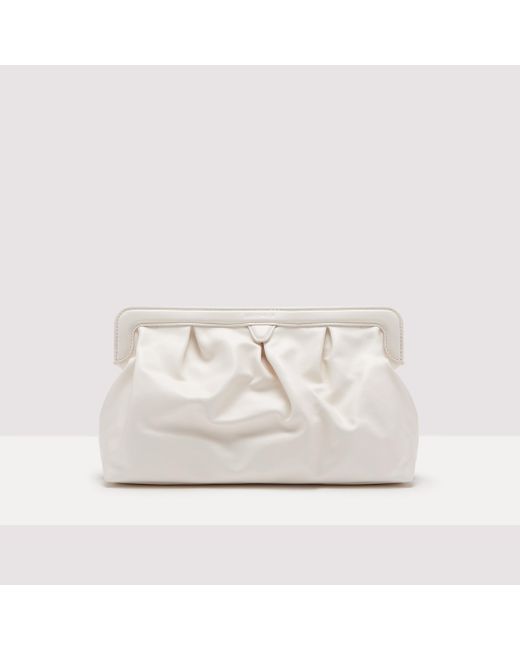 Coccinelle White Smooth Leather Clutch Bag Diletta