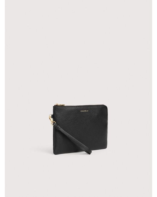 Coccinelle Black Grained Leather Pouch C-Me Softy Medium