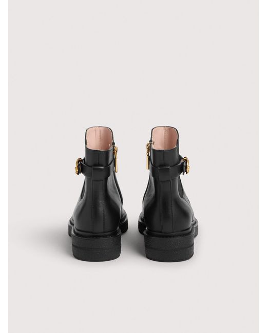 Coccinelle Black Vintage-Effect Leather Ankle Boots C-Saddle
