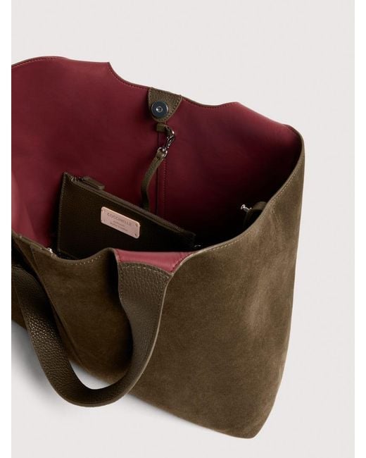 Coccinelle Brown Suede And Grained Leather Tote Bag C-Easy Large