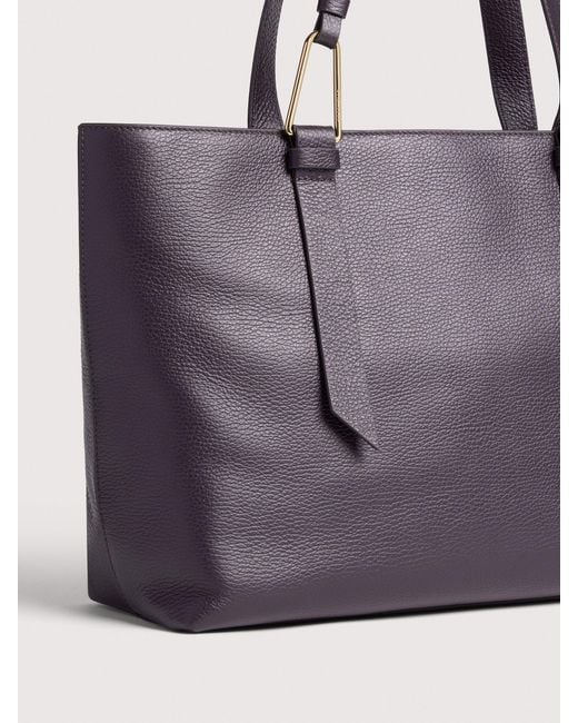 Coccinelle Purple Grained Leather Tote Bag Malory Large
