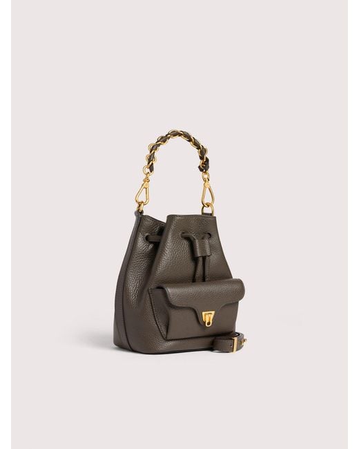 Coccinelle Multicolor Grained Leather Bucket Bag Beat Generation Small