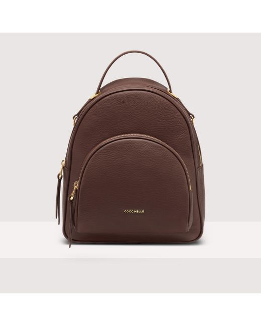 Coccinelle Brown Grainy Leather Backpack Lea