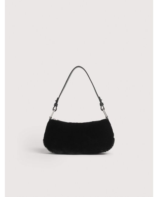 Coccinelle White Minibag Aus Webpelz Und Genarbtem Leder Merveille Synthetic Fur