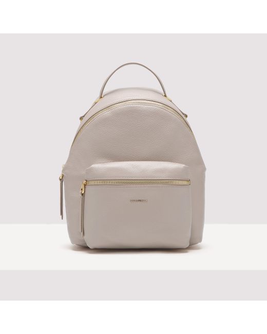 Coccinelle Gray Grainy Leather Backpack Lea Medium