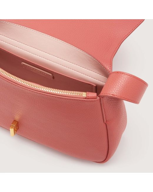 Coccinelle Pink Grained Leather Shoulder Bag Himma Medium