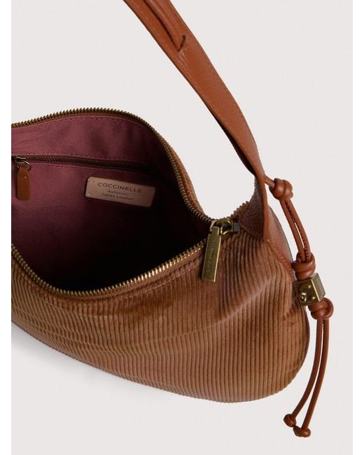 Coccinelle Multicolor Corduroy Fabric Shoulder Bag Thess Medium