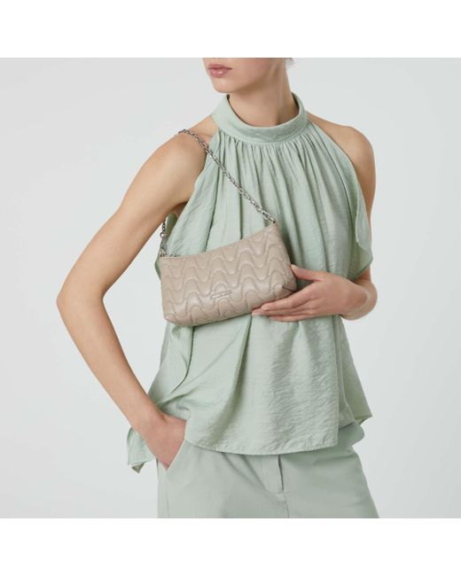 Coccinelle Gray Smooth Quilted Leather Minibag Aura Matelassè