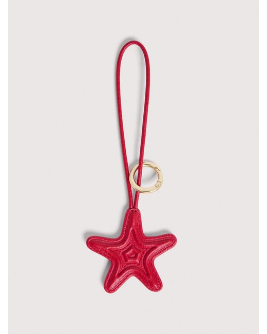 Coccinelle Pink Grained Leather Key Ring Shell Padded