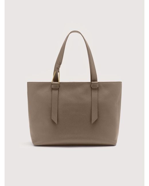 Coccinelle Brown Grained Leather Tote Bag Malory Large