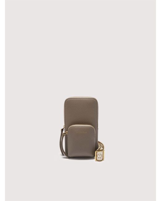Coccinelle Brown Grained Leather Phone Holder Pixie Mini