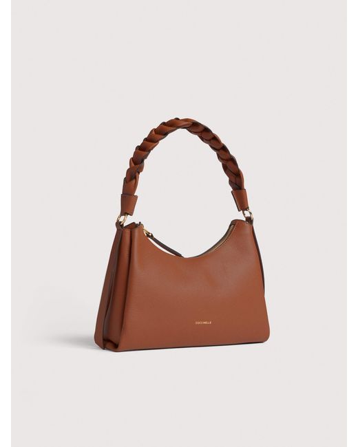 Coccinelle Brown Schultertasche Aus Doubleface-Leder Boheme Small