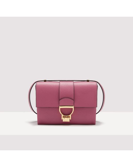 Coccinelle Pink Grained Leather Shoulder Bag Arlettis