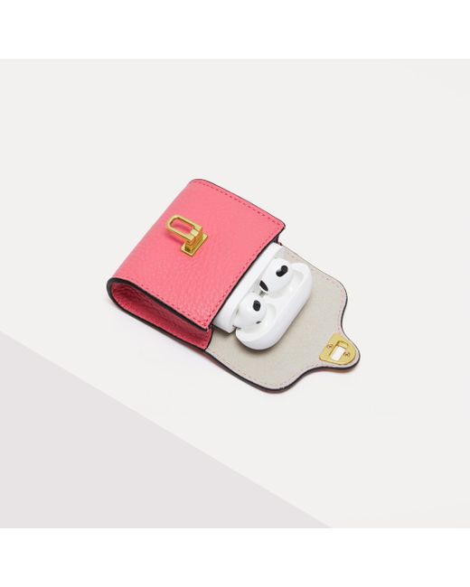 Coccinelle Grained Leather Airpods Case Beat Soft in Pink Lyst