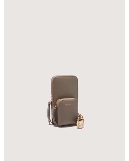 Coccinelle Brown Grained Leather Phone Holder Pixie Mini