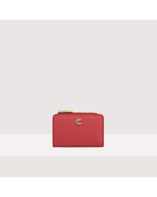 Coccinelle Red Small Grained Leather Wallet Myrine
