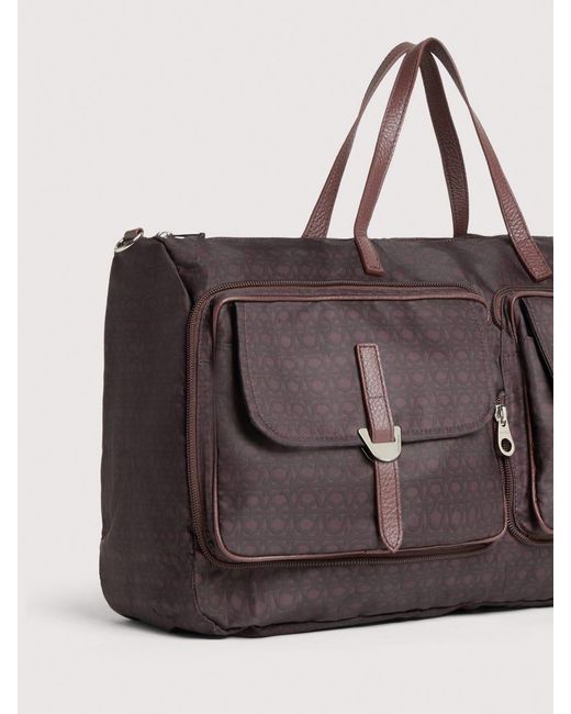 Coccinelle Brown Monogram Nylon Handbag Smart To Go Campus Medium