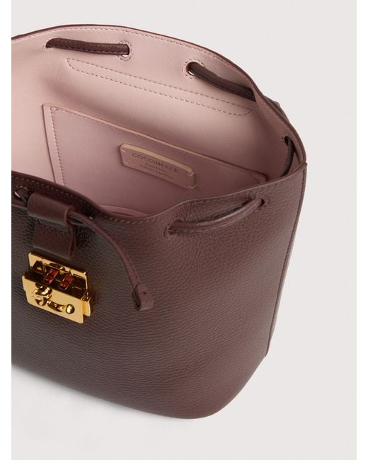 Coccinelle Multicolor Grained Leather Backpack C-Me Lock Small