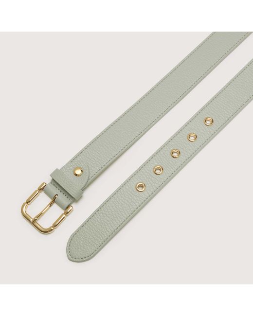 Coccinelle Metallic Grained Leather Belt Yuna