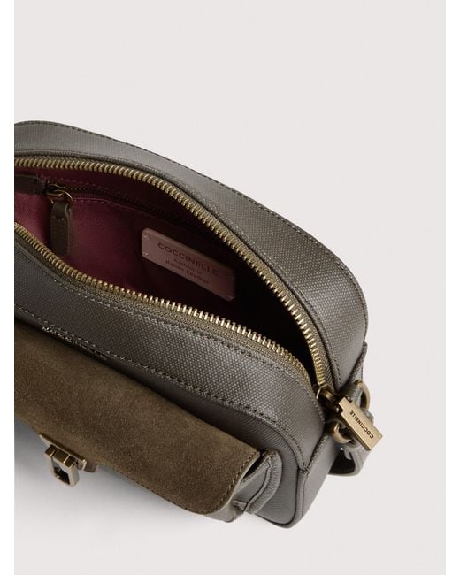 Coccinelle Multicolor Grained Leather, Suede And Waxed Fabric Crossbody Bag Beat Small