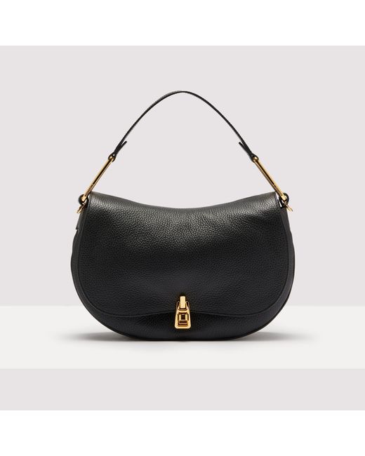 Coccinelle Black Grained Leather Handbag Magie Medium