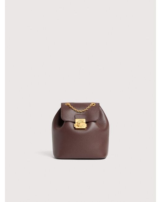 Coccinelle Multicolor Grained Leather Backpack C-Me Lock Small