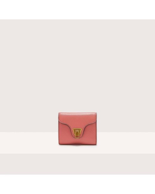Coccinelle Red Small Grained Leather Wallet Beat Soft