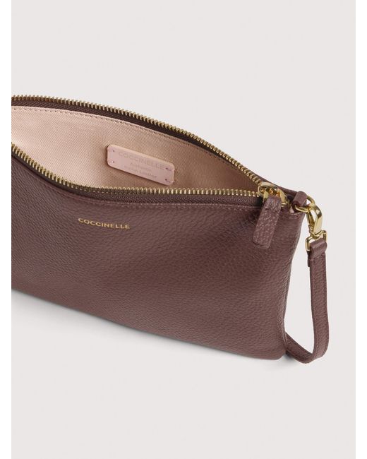 Coccinelle Brown Grained Leather Crossbody Bag Best Crossbody Mini