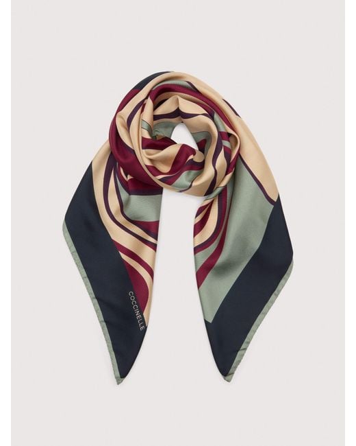 Coccinelle Blue Silk Foulard Stone Layers
