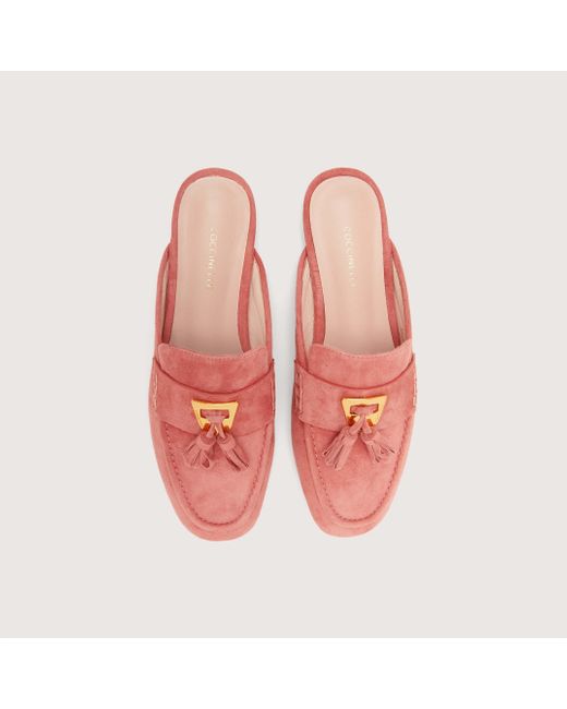 Coccinelle Pink Suede Open Loafers Beat Suede