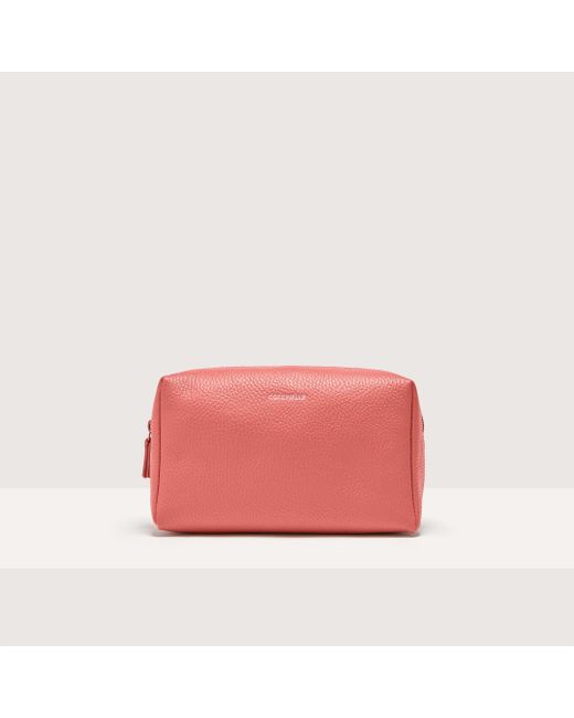 Coccinelle Pink Grained Leather Beauty Case Smart To Go
