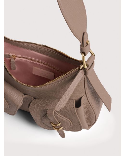 Coccinelle Natural Grained Leather Shoulder Bag Mavery Pocket Small