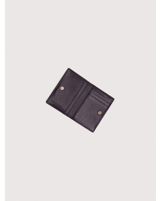 Coccinelle White Grained Leather Card Holder Metallic Small