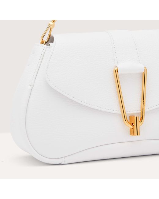 Coccinelle White Grained Leather Handbag Himma Medium