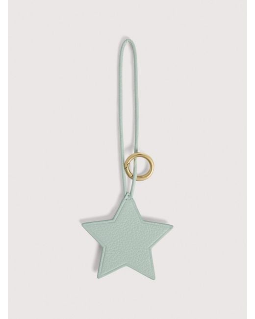Coccinelle White Grained Leather Key Ring Easy Charm