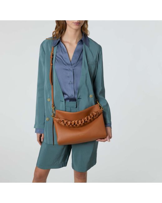 Coccinelle Brown Two-Sided Leather Shoulder Bag Boheme Medium