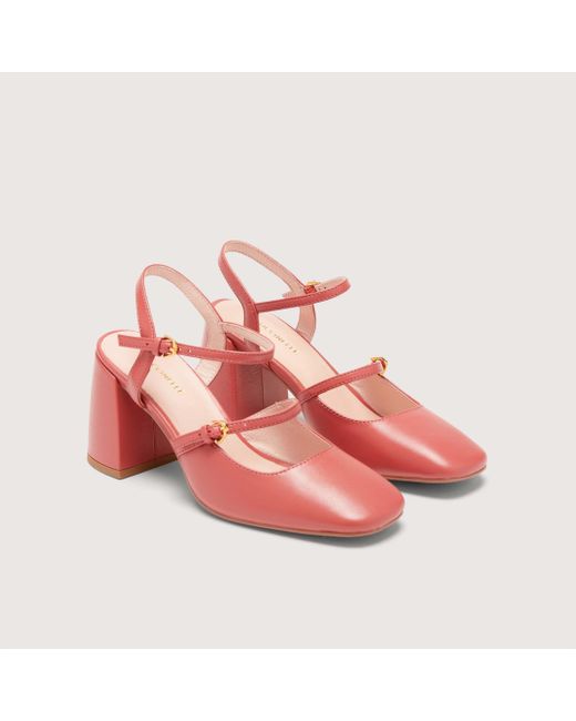 Coccinelle Pink Smooth Leather Heeled Sandals Magalù Smooth