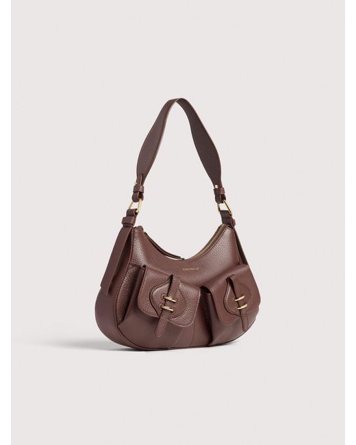 Coccinelle Pink Grained Leather Shoulder Bag Mavery Pocket Small