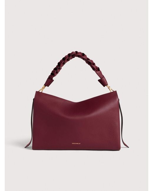 Coccinelle Purple Schultertasche Aus Double-Leder Boheme Medium