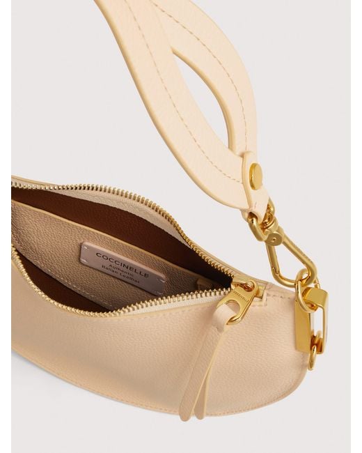 Coccinelle White Two-Sided Leather Shoulder Bag Sunup Small