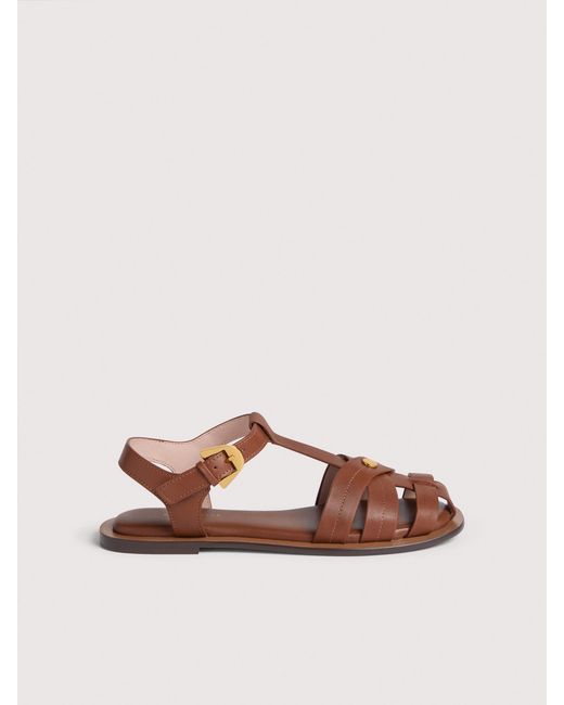 Coccinelle Brown Cowhide-Effect Smooth Leather Sandals Sunup