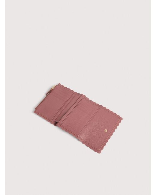 Coccinelle Pink Grained Leather Wallet Leather Lace Medium