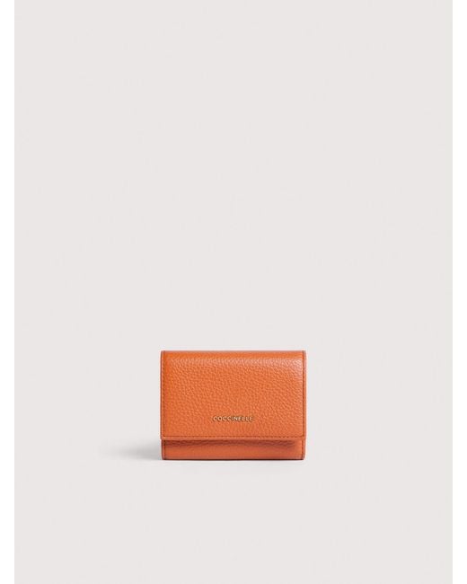 Coccinelle Pink Small Grained Leather Wallet Metallic Small