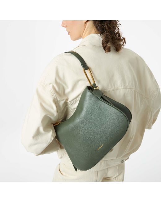 Coccinelle Brown Grained Leather Shoulder Bag Magie Soft Small