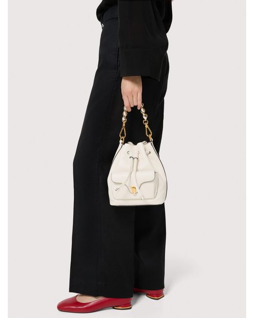 Coccinelle Metallic Grained Leather Bucket Bag Beat Generation Small