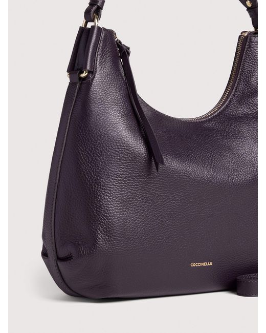 Coccinelle Blue Grained Leather Shoulder Bag Rebekka Small