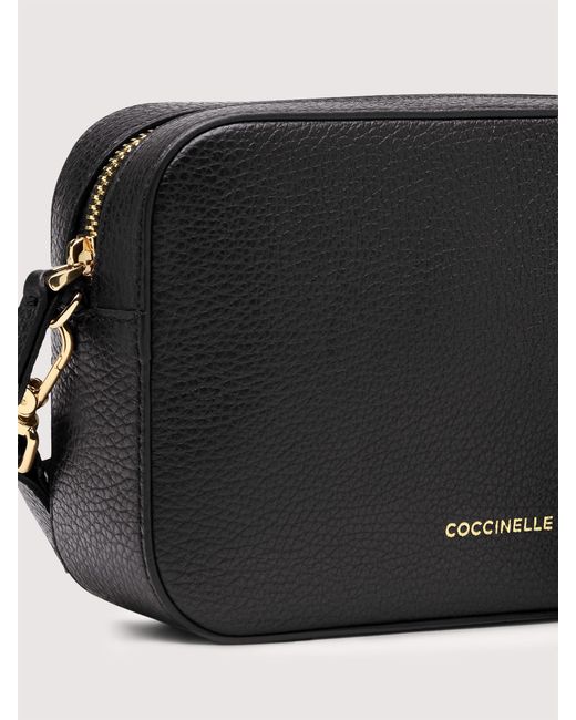 Coccinelle Black Grained Leather Crossbody Bag Tebe Small
