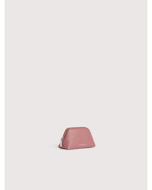 Coccinelle Pink Grained Leather Make-Up Bag Helga Mini