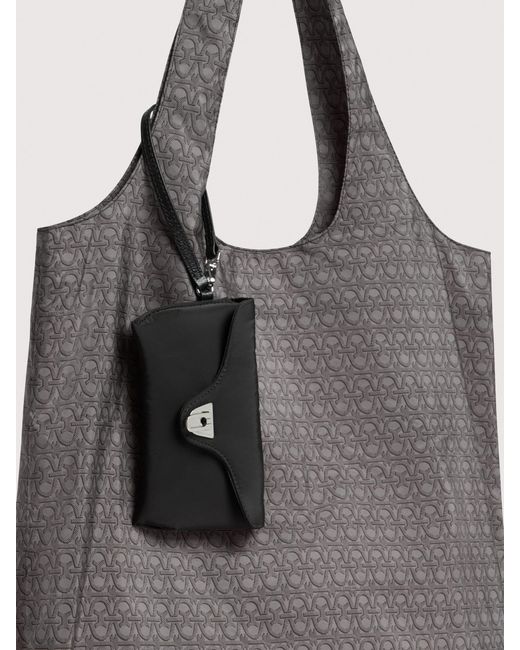 Coccinelle Gray Monogram Nylon And Nylon Tote Bag Smart To Go Beat Medium
